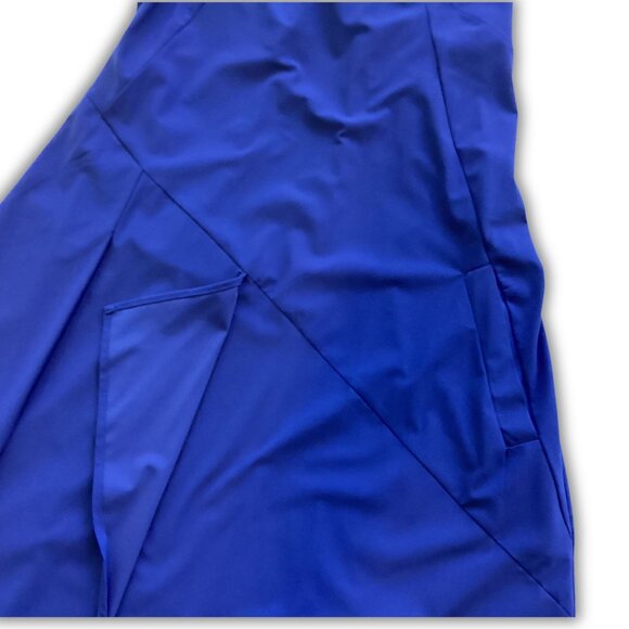 A.Marsi Blue Asymmetrical Dress With Adjustable Straps & Pockets Size L Made In - Picture 5 of 7
